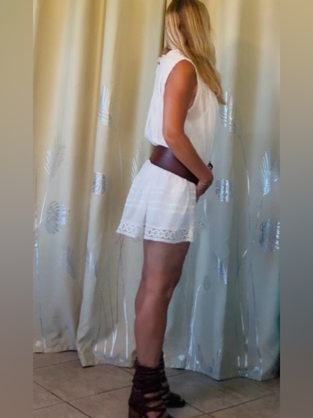 Free People White Babydoll Lace-Trim Mini Dress - Picture 7 of 14